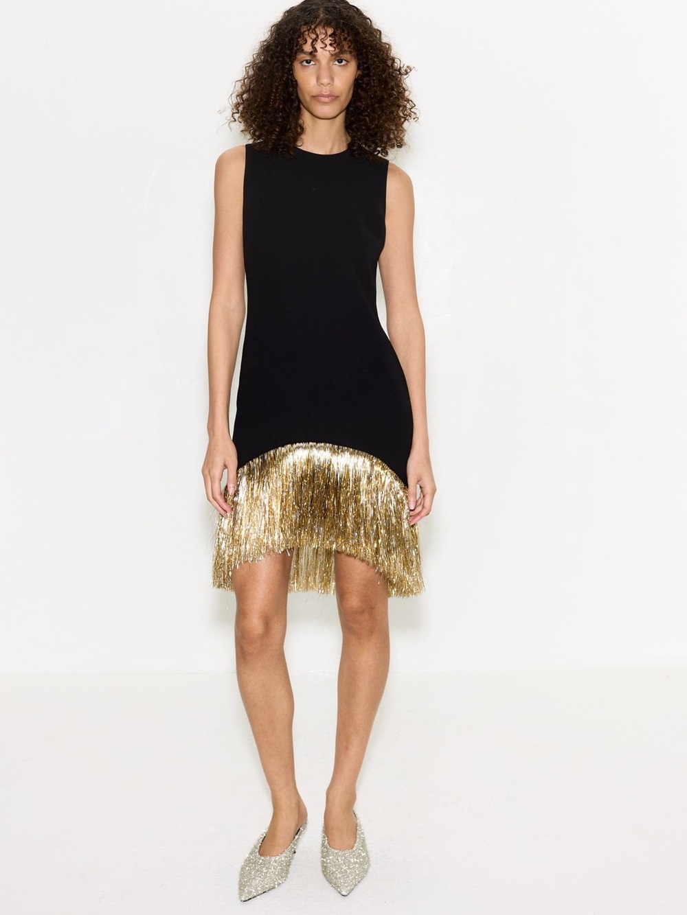 Simon Miller BOWIE FRINGE MINI DRESS IN BLACK TINSEL
